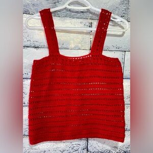 Handmade Red Crochet Knit Tank Top S-M